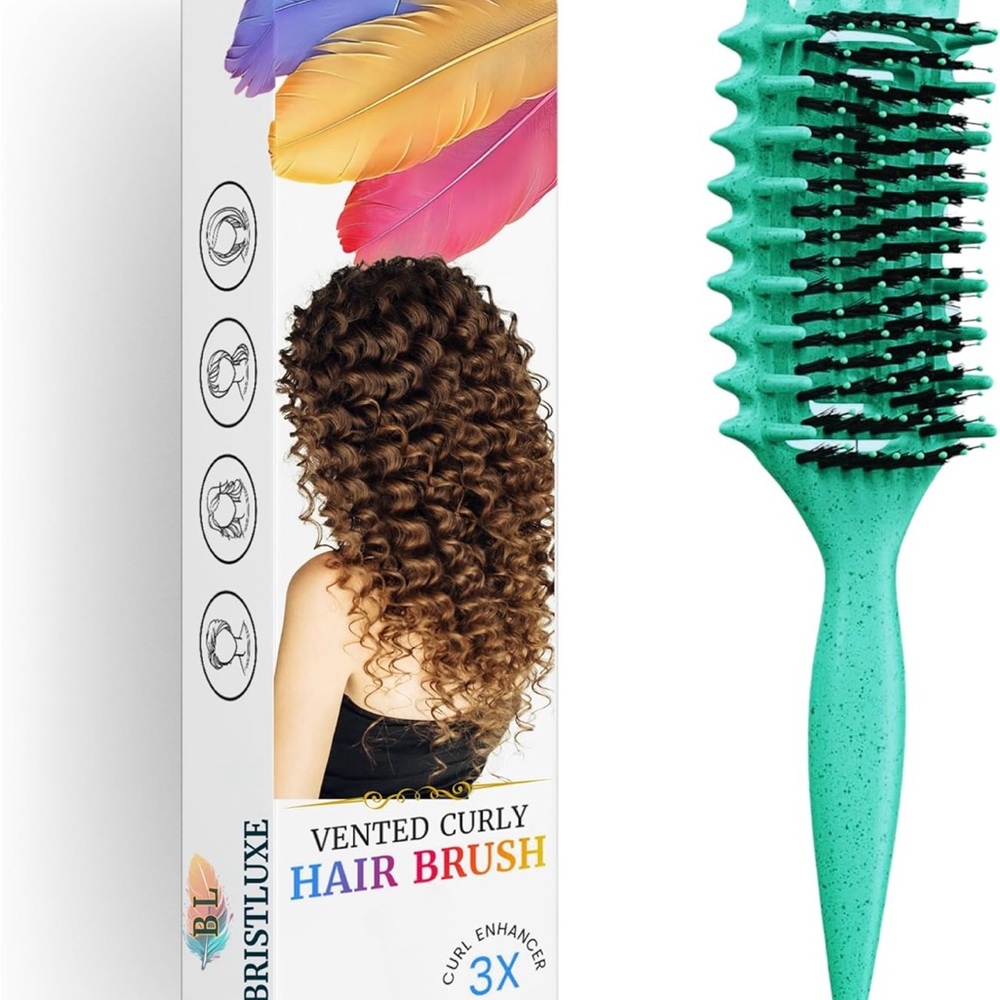 Teal Vented Curly Hair Brush